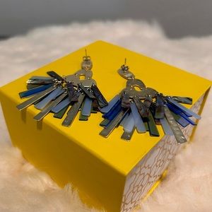 RARE Kendra Scott Tonal Shell and Abalone Shell Chandelier Gold Earrings